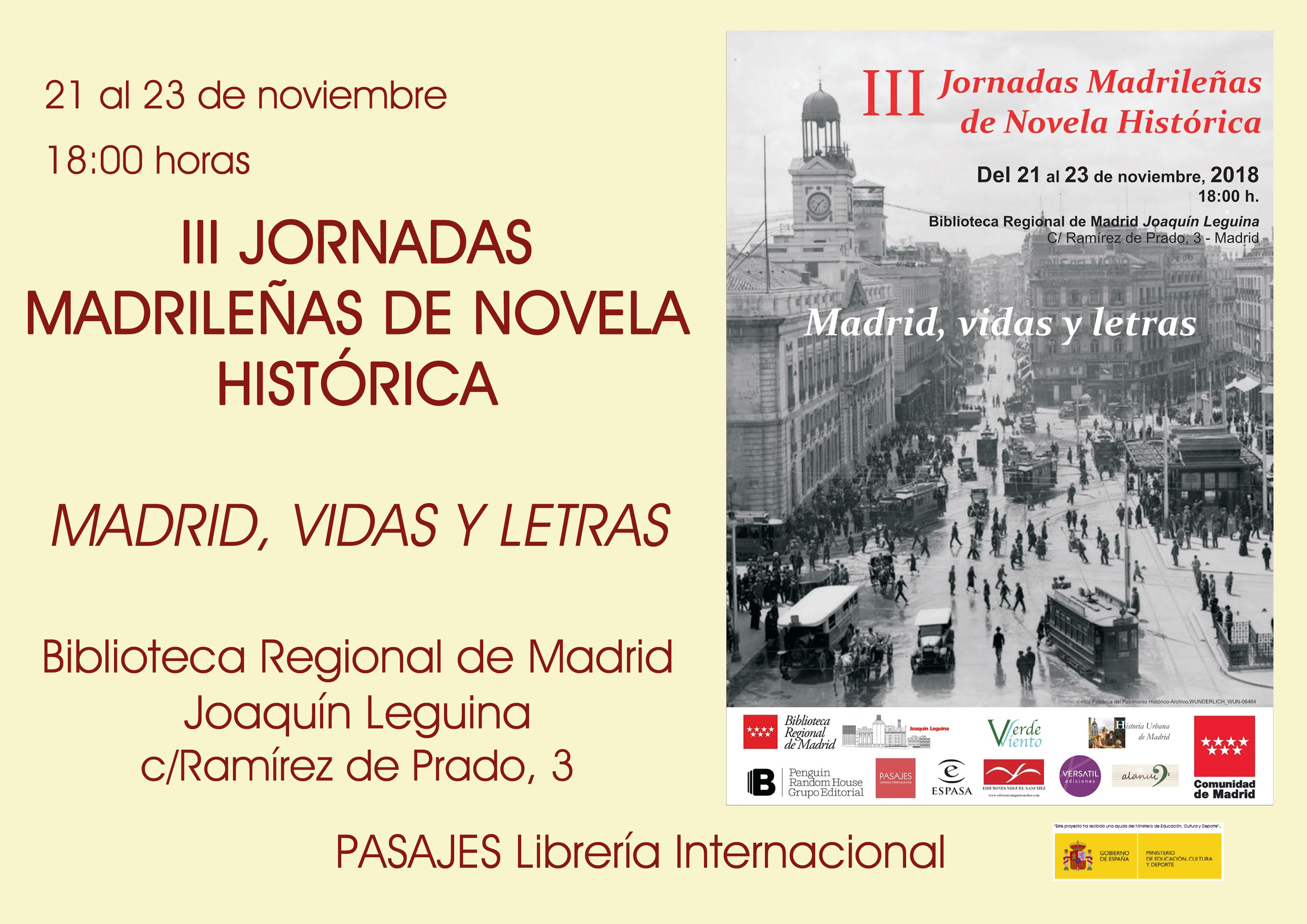 III JORNADAS MADRILEÑAS DE NOVELA HISTÓRICA en la Biblioteca Regional Joaquín Leguina