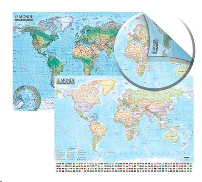 Carte du monde : politique et physique - 1/21 500 000