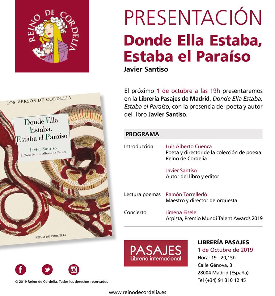 PRESENTACIÓN | Donde Ella Estaba, Estaba el Paraíso, de Javier Santiso