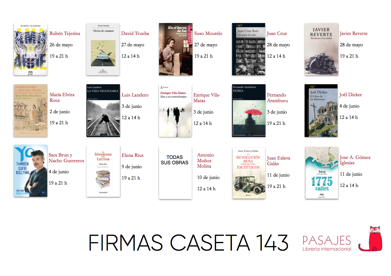 FIRMAS PASAJES FERIA DEL LIBRO 2017 (SEGUNDO FIN DE SEMANA)