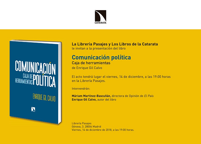 PRESENTACIÓN | COMUNICACIÓN POLÍTICA, CAJA DE HERRAMIENTAS, DE ENRIQUE GIL CALVO en Pasajes