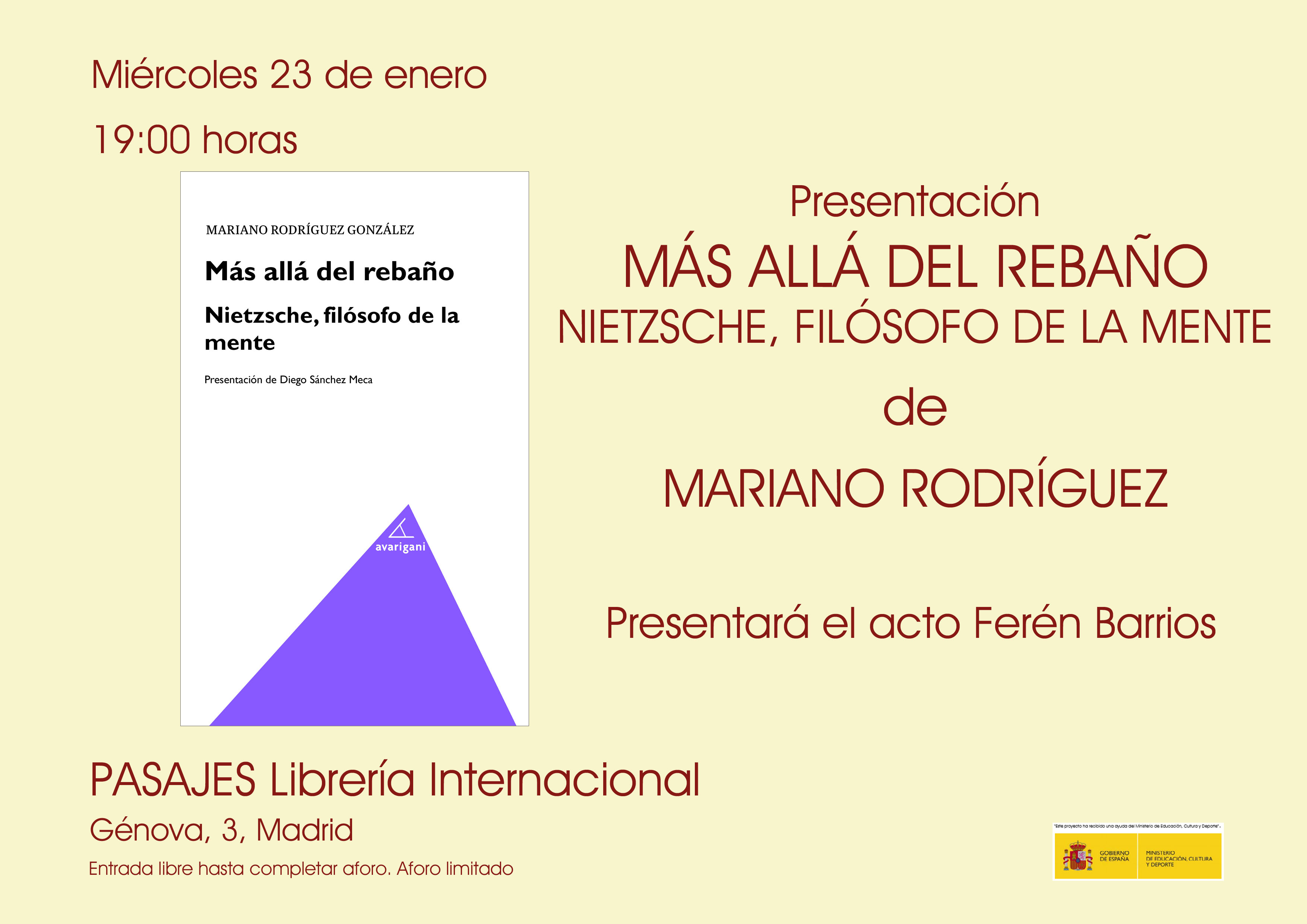 PRESENTACIÓN | MÁS ALLÁ DEL REBAÑO, de MARIANO RODRÍGUEZ en Pasajes