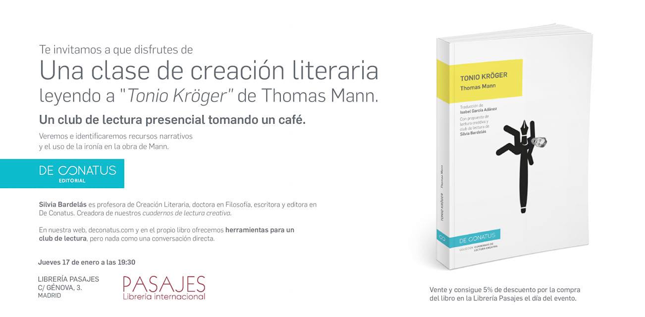 CLUB DE LECTURA | Tonio Kröger, de Thomas Mann, coordinado por Editorial De conatus