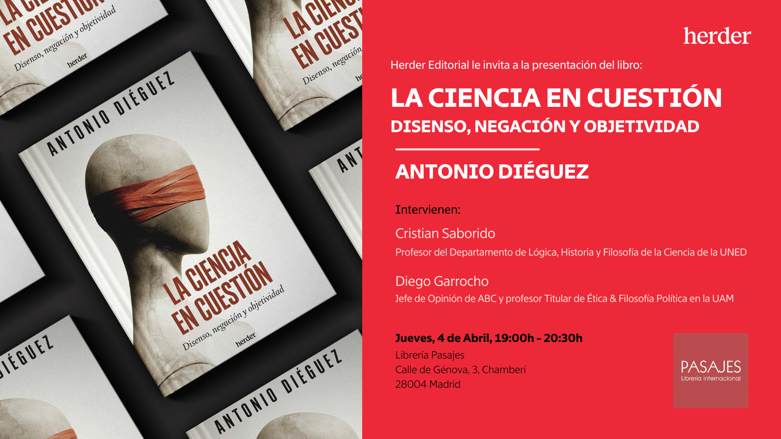 PRESENTACIÓN - La ciencia en cuestión (Antonio Diéguez), Herder, 2024