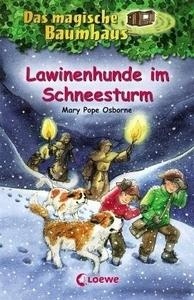 Lawinenhunde im Schneesturm