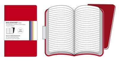 Moleskine Set of 2 Ruled Notebooks (mini rojo rayado blanda)