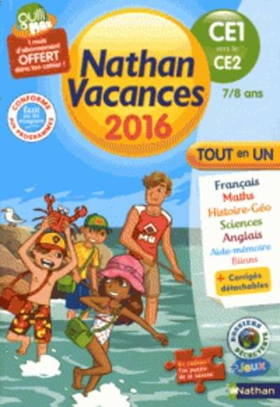 Cahier de nacances Nathan du CE1 vers le CE2 7/8 ans