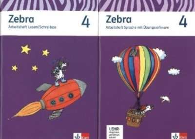 Zebra 4. Schuljahr, Arbeitsheft Sprache, m. CD-ROM + Arbeitsheft Lesen/Schreiben, 2 Hefte