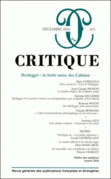 Critique N 811, Décembre 2014