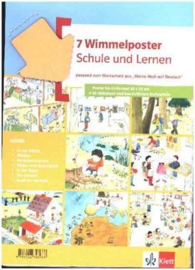 Meine Welt auf Deutsch. Wimmelposter Schule und Lernen, 7 Poster