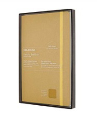 LIBRETA CLASICA PIEL TAPA BLANDA AMARILLO MOSTAZA L RAYAS