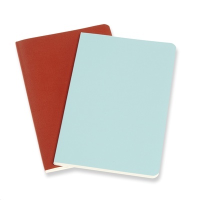 Libreta Volant Naranja Coral / Azul Aguamarina Rayada (set de 2 libretas)