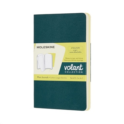 Libreta Volant Verde pino / Amarillo limón Rayada (set de 2 libretas)