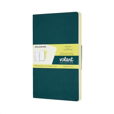 Moleskine libreta Volant Verde pino / Amarillo limón -  L - Lisa (set de 2 libretas)