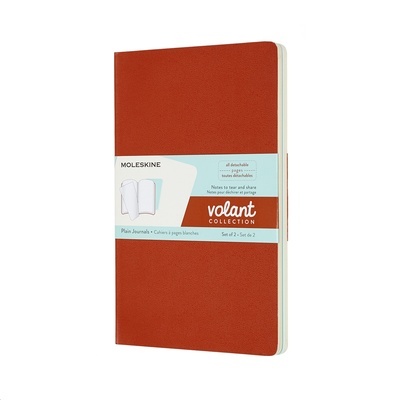 Moleskine libreta Volant Naranja coral / Aguamarina Tamaño - L - Lisa (set de 2 libretas)