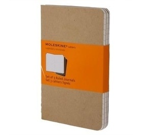 Moleskine Libreta Cahier Set de 3 - Tamaño L - Rayas Estraza (Marrón Kraft)