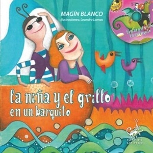 La niña y el grillo en un barquito