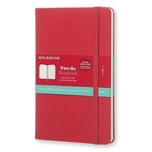 Moleskine Cuaderno Two-Go - M - Rayas y liso Rojo frambuesa