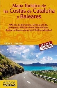 Mapa turístico de las Costas de Cataluña y Baleares
