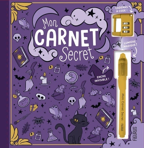 Mon carnet secret - Avec un cadenas à code et un stylo à encre invisible et lumière magique