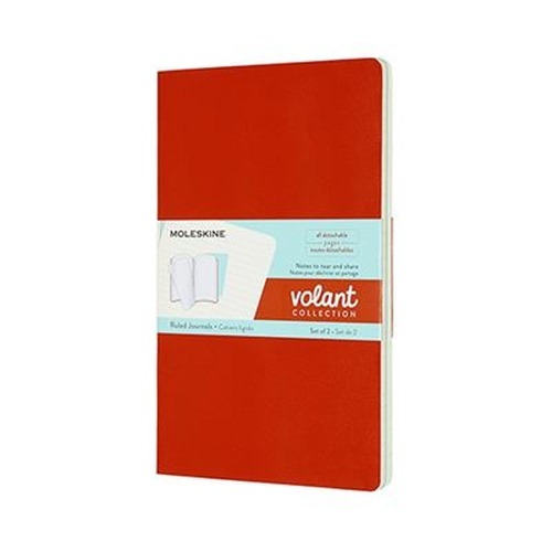 Libreta Moleskine Volant Journals Large rayada naranja, coral y azul verdoso