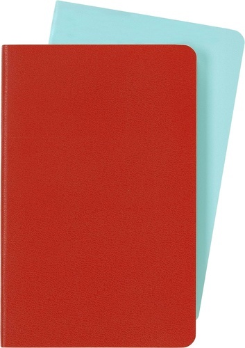 Libreta Volant Naranja Coral y Azul Aguamarina P Lisa (Set de dos libretas)