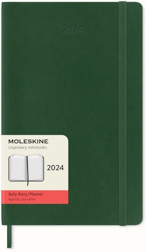 2024 Moleskine agenda  diaria large verde mirto tapa blanda