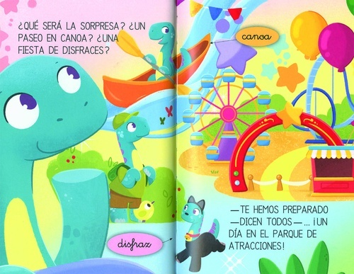 Un dinosaurio en el parque de atracciones